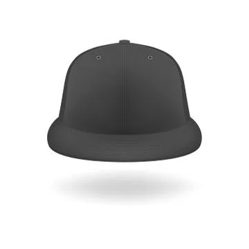 Vector 3d Realistic Render Black Blank Baseball Snapback Cap Icon Closeup Stockillustratie