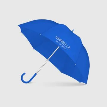 Vector 3d Realistic Render Blue Umbrella Icon Closeup Isolated on White Stock Illustration