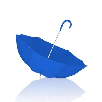 Vector 3d Realistic Render Blue Blank Umbrella Icon Upside Down Closeup Isolated Stock Illustration