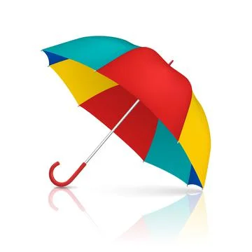 Vector 3d Realistic Render Multicolot Blank Umbrella Icon Closeup Isolated on Stock Illustration