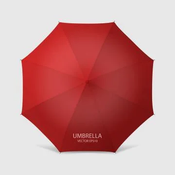 Vector 3d Realistic Render Red Blank Umbrella Icon Closeup Isolated on White Stock Illustration