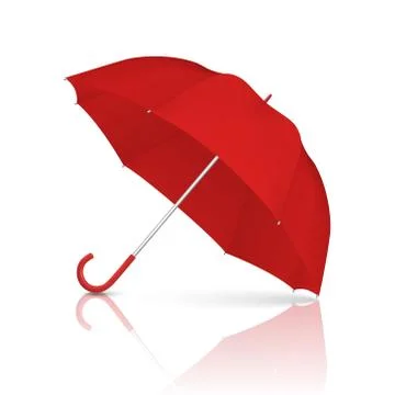 Vector 3d Realistic Render Red Blank Umbrella Icon Closeup Isolated on White Stock Illustration