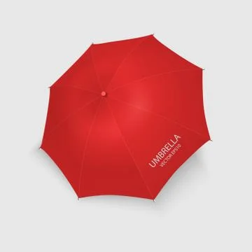 Vector 3d Realistic Render Red Blank Umbrella Icon Closeup Isolated on White Stock Illustration