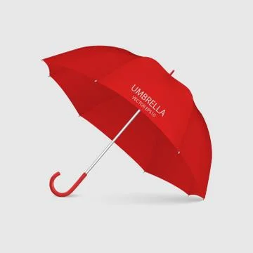 Vector 3d Realistic Render Red Blank Umbrella Icon Closeup Isolated on White Stock Illustration