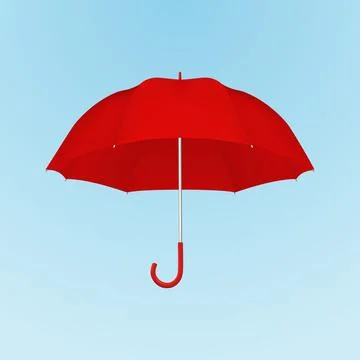 Vector 3d Realistic Render Red Blank Umbrella on Blue Background. Design Stock Illustration