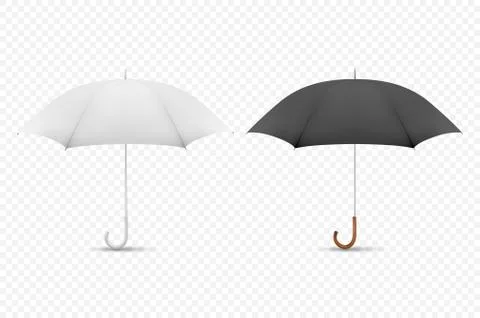 Vector 3d Realistic Render White and Black Blank Umbrella Icon Set Closeup イラスト素材