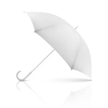 Vector 3d Realistic Render White Blank Umbrella Icon Closeup Isolated on White Stock Illustration