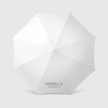Vector 3d Realistic Render White Blank Umbrella Icon Closeup Isolated on White Stock Illustration
