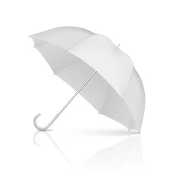 Vector 3d Realistic Render White Blank Umbrella Icon Closeup Isolated on White Stock Illustration