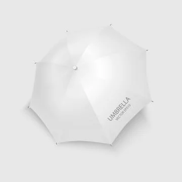 Vector 3d Realistic Render White Blank Umbrella Icon Closeup Isolated on White Stock Illustration