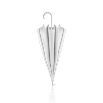 Vector 3d Realistic Render White Blank Umbrella Icon Closeup Isolated on White Stock Illustration