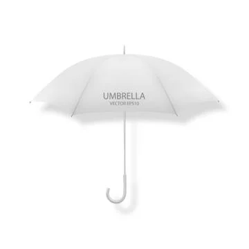 Vector 3d Realistic Render White Blank Umbrella Icon Closeup Isolated on White Stock Illustration