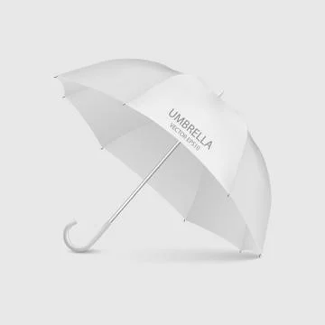 Vector 3d Realistic Render White Blank Umbrella Icon Closeup Isolated on White Stock Illustration