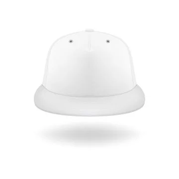 Vector 3d Realistic Render White Blank Baseball Snapback Cap Icon Closeup Stock Illustration