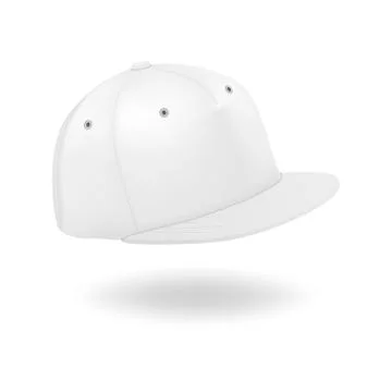 Vector 3d Realistic Render White Blank Baseball Snapback Cap Icon Closeup Stockillustratie