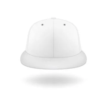 Vector 3d Realistic Render White Blank Baseball Snapback Cap Icon Closeup Stock Illustration
