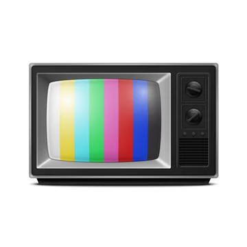 Vector 3d Realistic Retro Striped Screen TV Receiver Isolated on White Stockillustratie