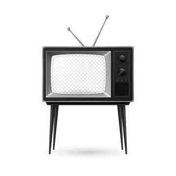 Vector 3d Realistic Retro TV Receiver with Transparent Screen and Antenna Illustrazione stock