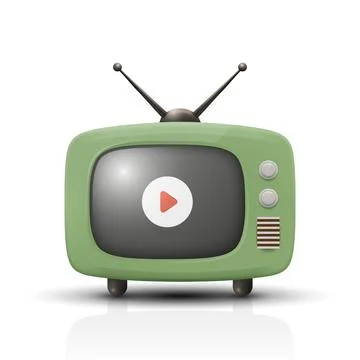 Vector 3D Realistic Retro TV Set Icon. Retro TV Symbol for Web, App, Logo, UI Stock Illustration