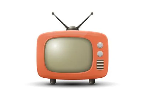 Vector 3D Realistic Retro TV Set Icon. Retro TV Symbol for Web, App, Logo, UI Stock Illustration