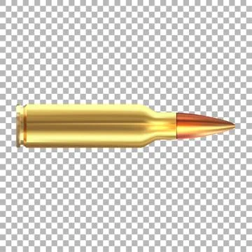 Vector 3d realistic rifle bullet isolated on transparent background. Illustrazione stock