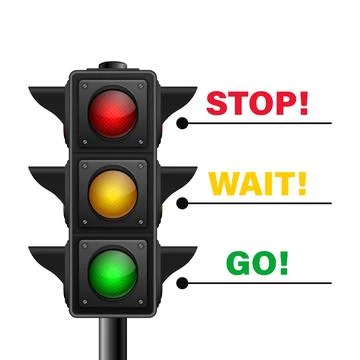 Vector 3d Realistic Road Traffic Lights Isolated. Stop, Wait, Go Signals. Safety Stock Illustration