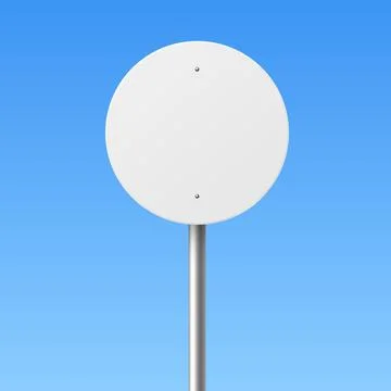 Vector 3d Realistic Round Blank Stop Sign Illustration. Empty Road Sign on Pole Stock Illustration