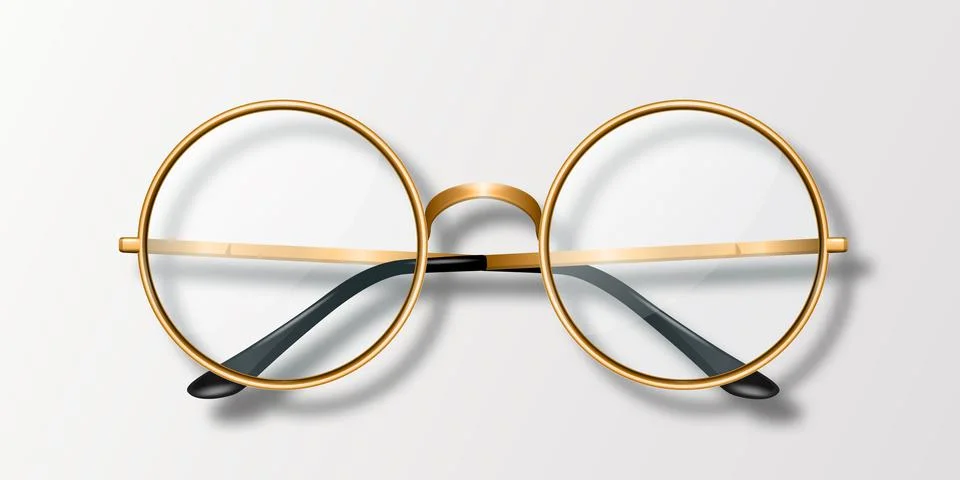 Vector 3d Realistic Round Frame Glasses Icon Isolated, Transparent Sunglasses Stock Illustration