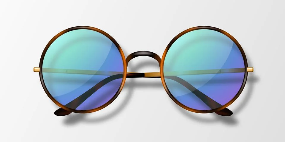 Vector 3d Realistic Round Frame Glasses Icon Isolated. Leopard Frame Illustrazione stock