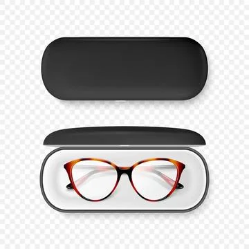 Vector 3D Realistic Round Frame Glasses and Case Set. Tortoise Shell Sunglasses Illustrazione stock