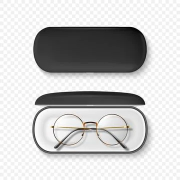 Vector 3D Realistic Round Frame Glasses and Case Set. Tortoise Shell Sunglasses Stock Illustration