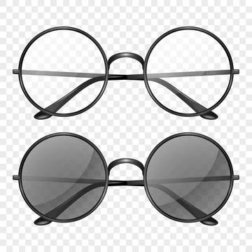 Vector 3d Realistic Round Glasses Vector Icon Set, Isolated. Round Glasses Illustrazione stock