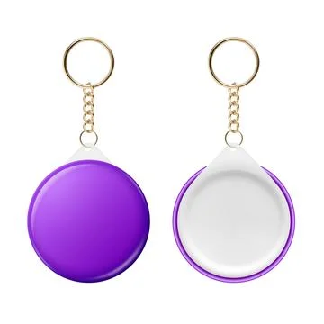 Vector 3d Realistic Round Keychain, Design Template for Printing, Mockup. Round Stock Illustration