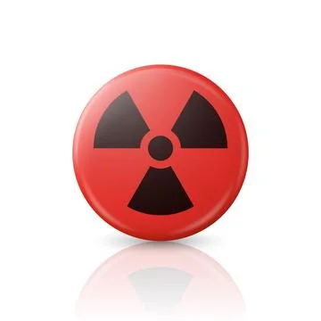 Vector 3d Realistic Round Red and Black Warning, Danger Nuclear Symbol Isolated Stock-Illustration