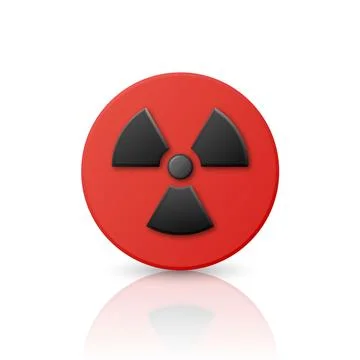 Vector 3d Realistic Round Red and Black Warning, Danger Nuclear Symbol Isolated Stock-Illustration