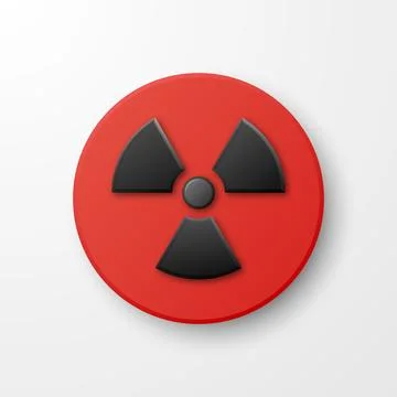 Vector 3d Realistic Round Red and Black Warning, Danger Nuclear Symbol Isolated Stock-Illustration