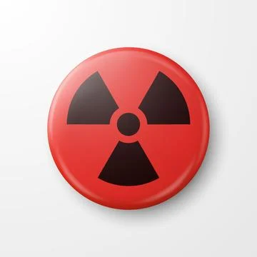 Vector 3d Realistic Round Red and Black Warning, Danger Nuclear Symbol Isolated Stock-Illustration