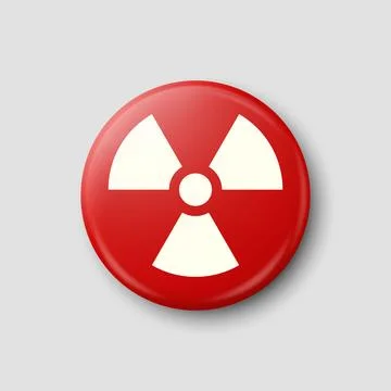 Vector 3d Realistic Round Red and White Warning, Danger Nuclear Symbol Isolated Stock-Illustration