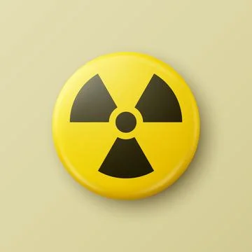 Vector 3d Realistic Round Yellow and Black Warning, Danger Nuclear Symbol Stock Illustration