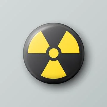 Vector 3d Realistic Round Yellow and Black Warning, Danger Nuclear Symbol Stock Illustration