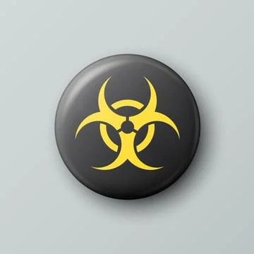 Vector 3d Realistic Round Yellow and Black Warning, Danger Biohazard, Bioweapon Stock Illustration