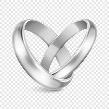 Vector 3d Realistic Silver Metal Wedding Ring Set Closeup. Design Template of イラスト素材
