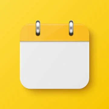 Vector 3d Realistic Simple Classic Minimalistic Yellow Calendar Icon on Yellow Stock Illustration