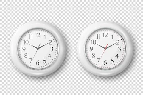Vector 3d Realistic Simple Round White Wall Office Clock with White Dial Icon イラスト素材