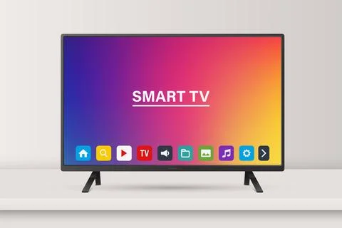 Vector 3d Realistic Smart TV, Isolated. Modern Smart TV. Realistic Smart TV for Illustrazione stock