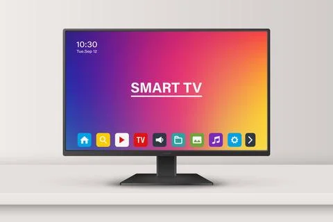 Vector 3d Realistic Smart TV, Isolated. Modern Smart TV. Realistic Smart TV for Illustrazione stock