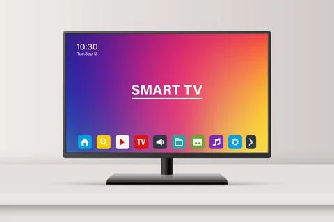 Vector 3d Realistic Smart TV, Isolated. Modern Smart TV. Realistic Smart TV for Illustrazione stock