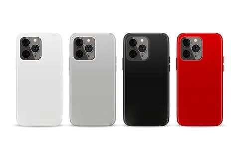 Vector 3d Realistic Smartphone Case Set. Telephone Design Template for Mockup Stock Illustration