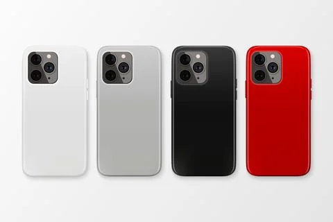 Vector 3d Realistic Smartphone Case Set. Telephone Design Template for Mockup Stock Illustration