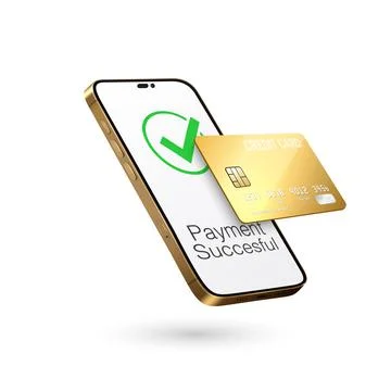 Vector 3d Realistic Smartphone, Credit Card, Wi-Fi Successful Payment. Concept Stock Illustration
